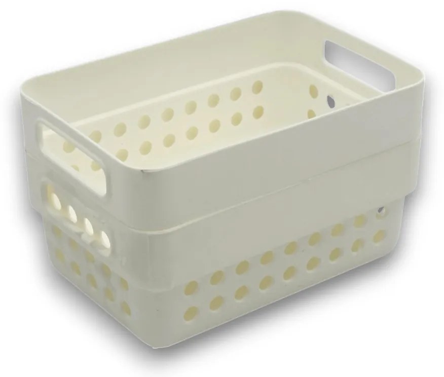 Sada 2 košíkov na organizáciu, organizéry do zásuvky KOLE 12 x 7,5 cm - biely
