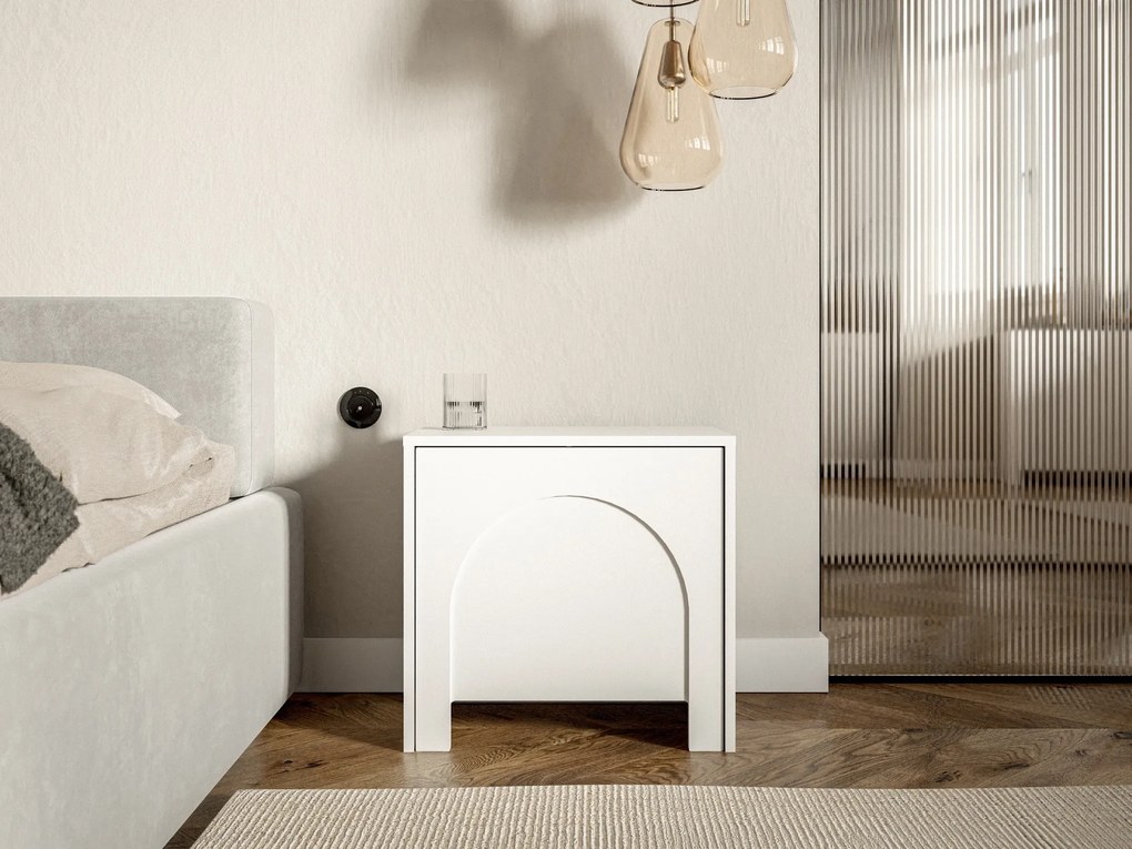 Nočný stolík Arco 50 cm biela