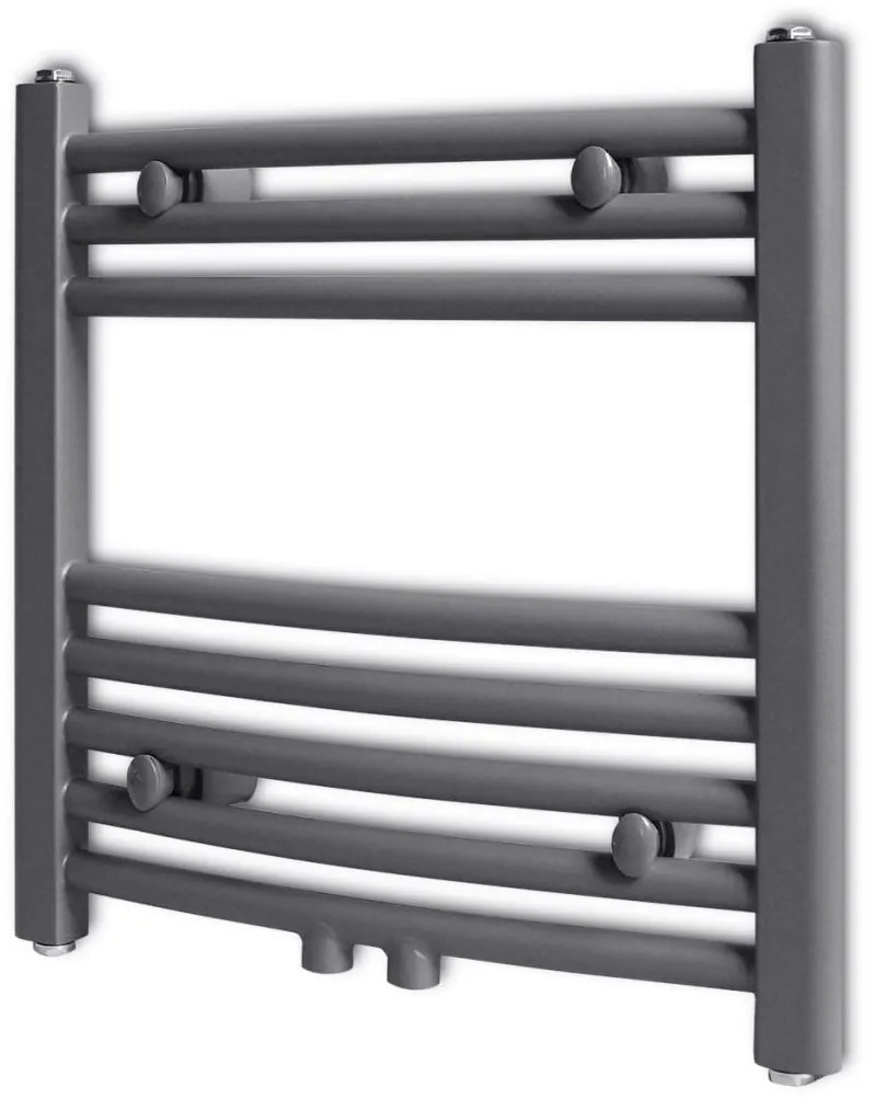 vidaXL Rebríkový radiátor na centrálne vykurovanie, zaoblený, 480 x 480 mm, šedý
