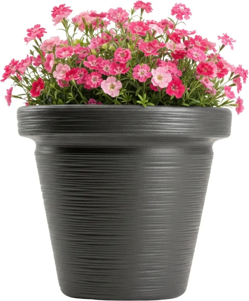 PLASTOVÝ KVETINÁČ SRTIA RIFLO 39X34 CM ANTRACITOVÁ