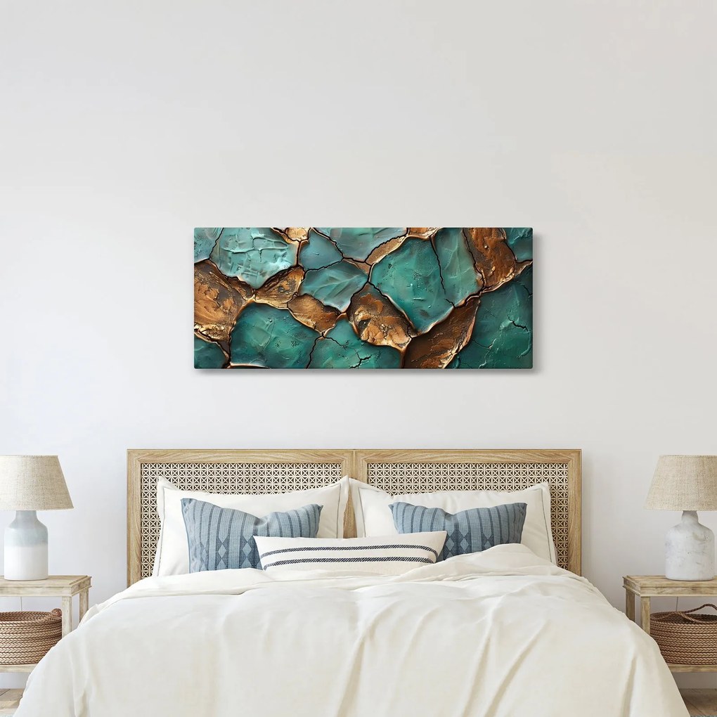 Obraz - Zeleno-zlatá maľba (120x50 cm)