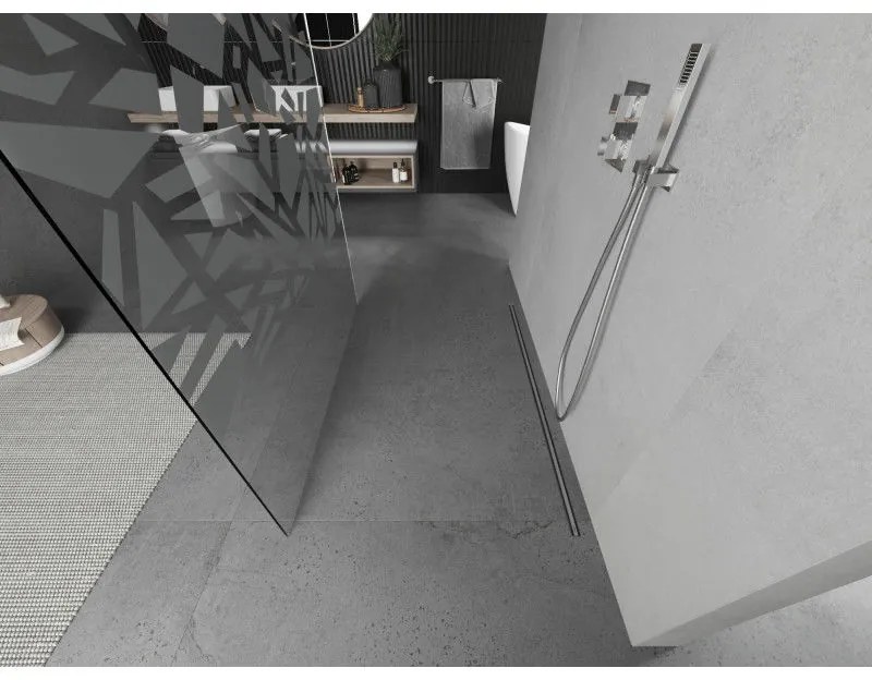 Mexen Kioto, priechodná sprchová zástena 120 x 200 cm, 8mm sklo číre/biely vzor, 2x chrómová stabilizačná rozpera, 800-120-002-01-85