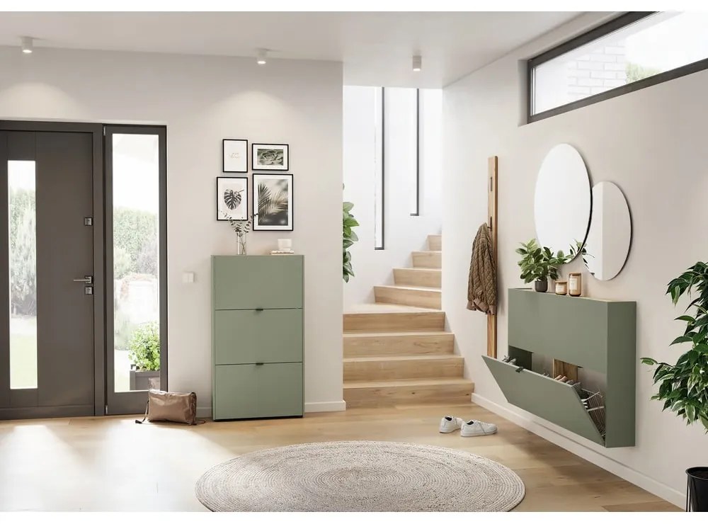 Taupe výklopná skrinka na topánky 71x127x22 cm Ameca – Germania