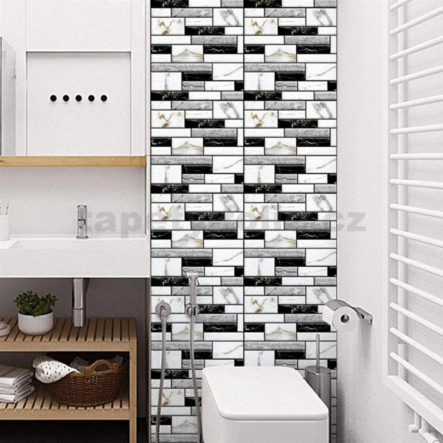 Samolepiace PVC 3D panely TPWP509, cena za kus, rozmer 30 x 30 cm, sivo-čierny obklad, IMPOL TRADE