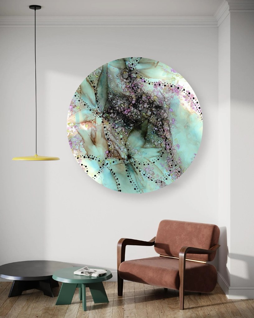 Gario Okrúhly obraz na plátne Tyrkysová kamenná abstrakcia Rozmery: 40 x 40 cm
