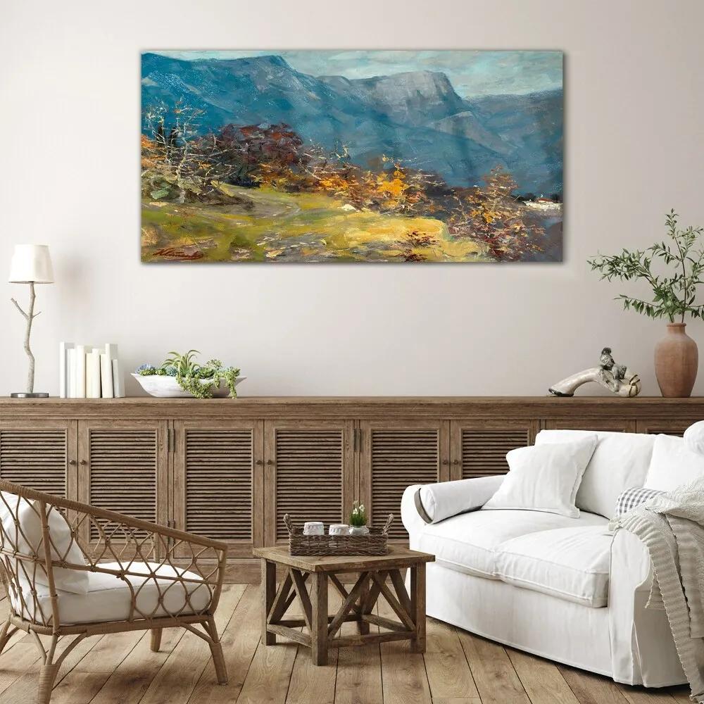 Skleneny obraz Maľovanie prírody hory