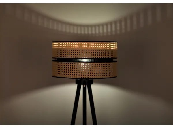 Duolla - Stojacia lampa DUO 1xE27/15W/230V pr. 40 cm ratan/čierna