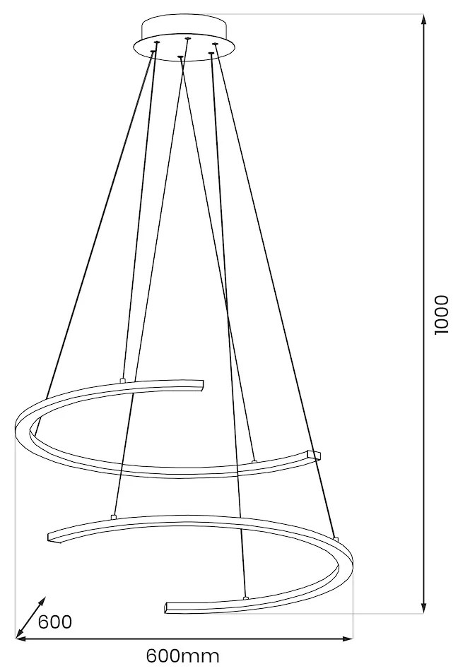 Závesné LED svietidlo Doublemoon, 2x LED 30w, 4000k, b