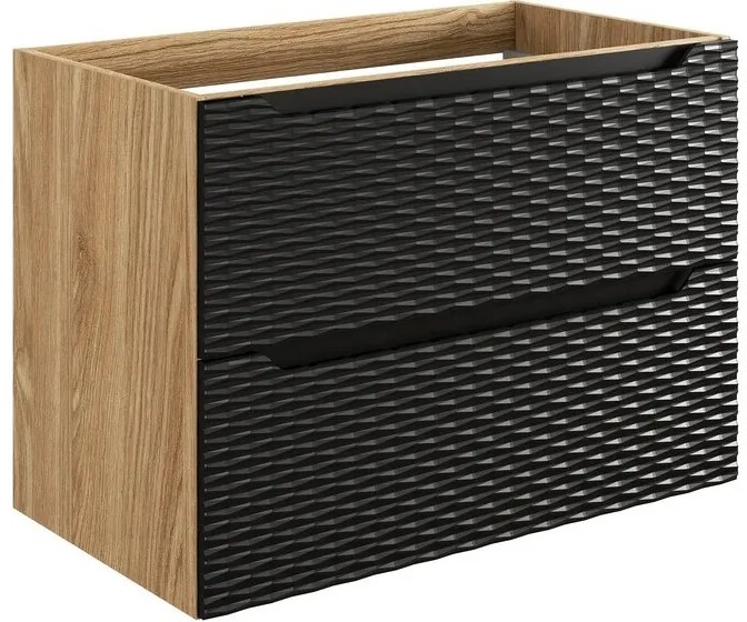 Závesná skrinka Ocean Cloud I s doskou a umývadlom 70 cm čierna/dub olejovaný