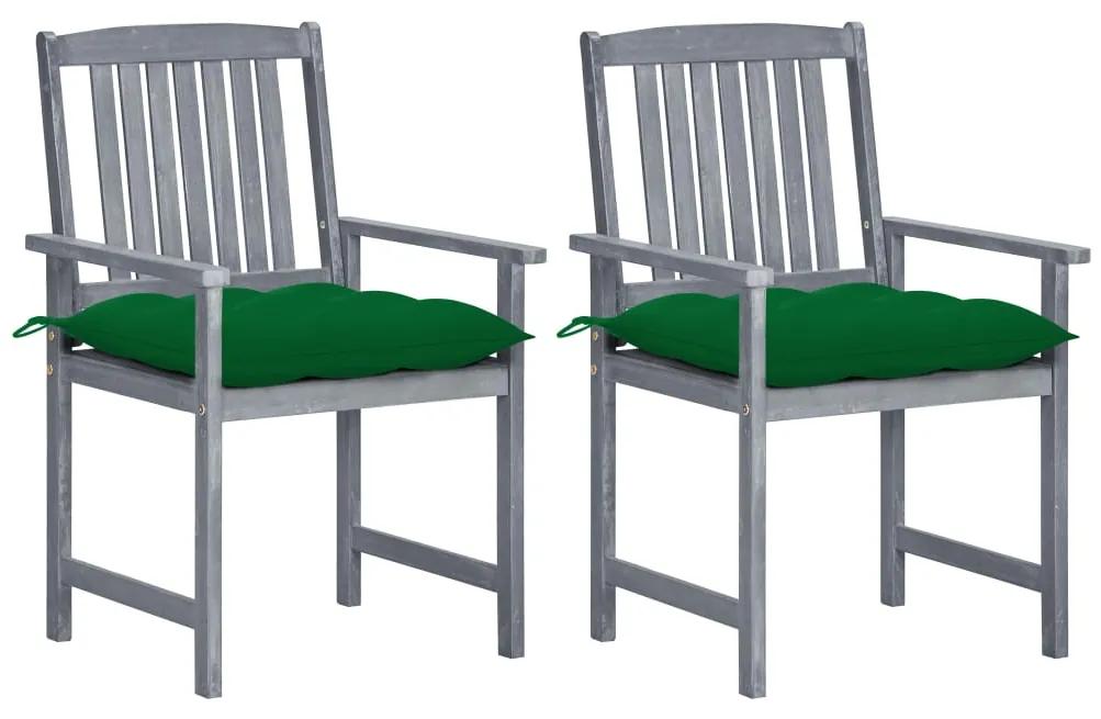 Záhradné stoličky s podložkami 2 ks, sivé, akáciový masív 3061261