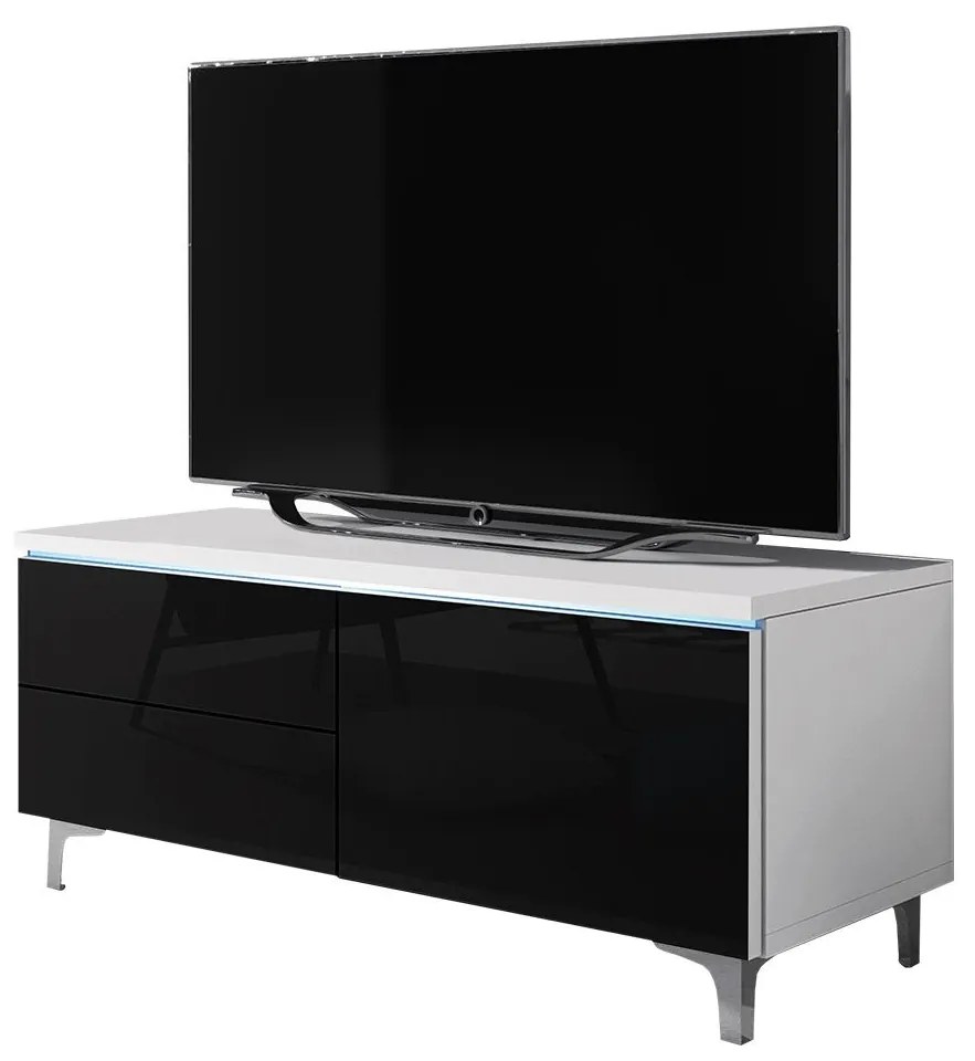 TV stolík Cleo XI-W P, Farby: biela / šedý lesk
