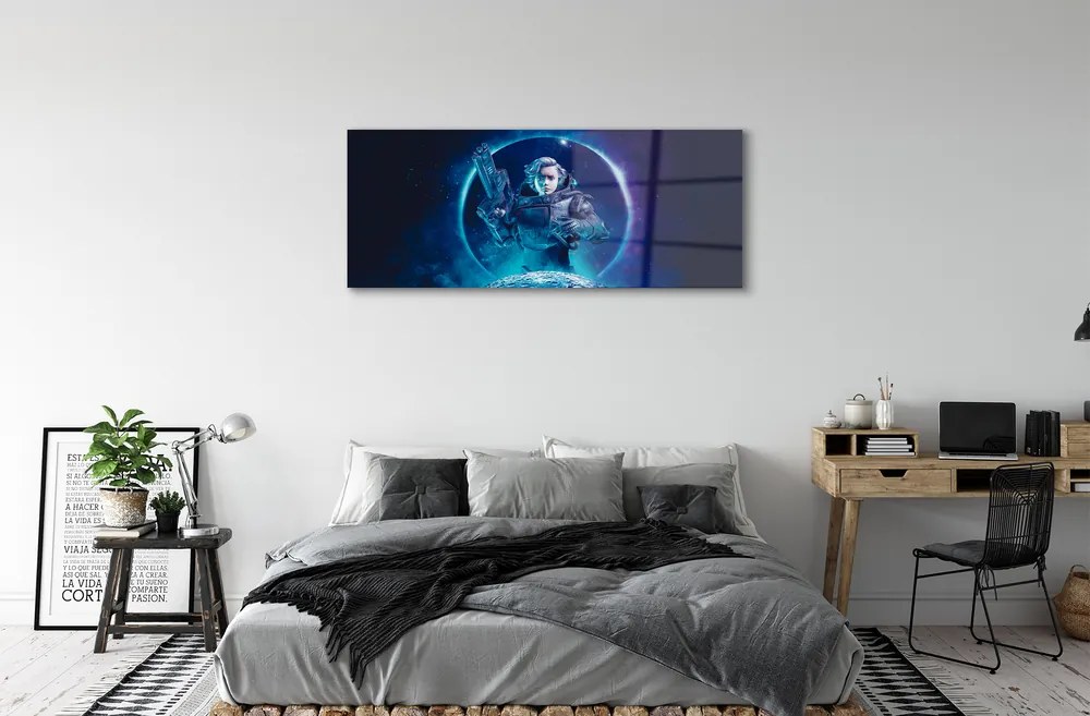 Obraz plexi Space žena moon 120x60 cm