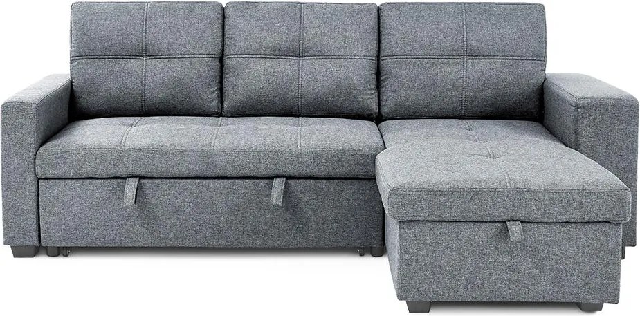 Univerzálna rohová rozkladacia sedacia súprava Catini PORTIVA s úložným priestorom a USB sivá