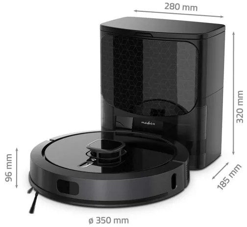 Nedis WIFIVCL002CBK - Inteligentný robotický vysávač s mopom Wi-Fi Tuya čierna + DO