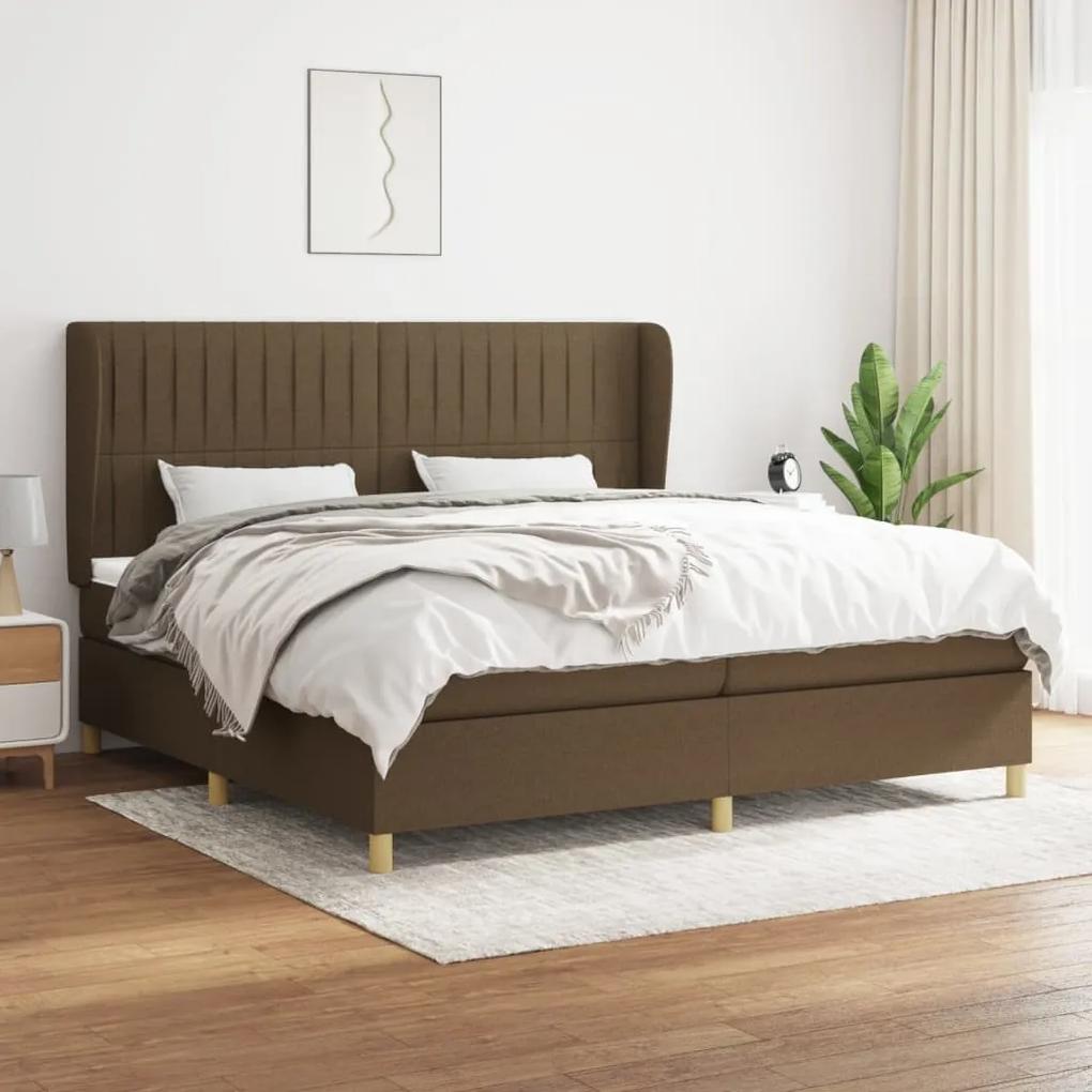 Boxspring posteľ s matracom tmavohnedá 200x200 cm látka 3128712