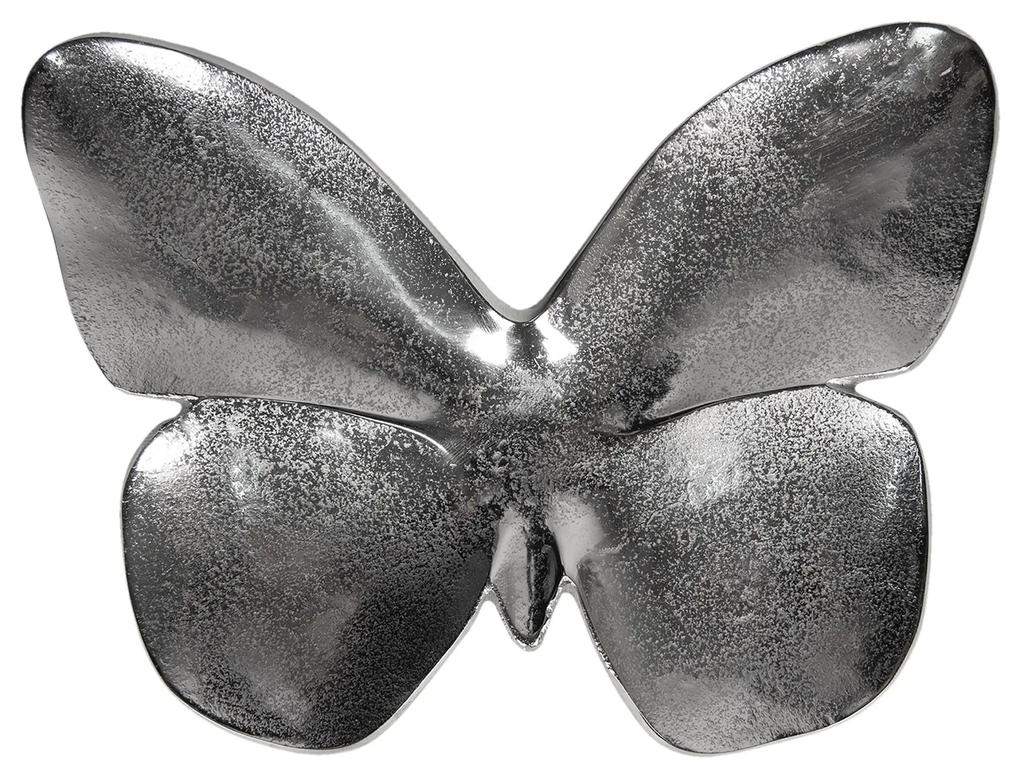 Dekoračné strieborná miska v dizajne motýľa - 34 * 26 * 2 cm