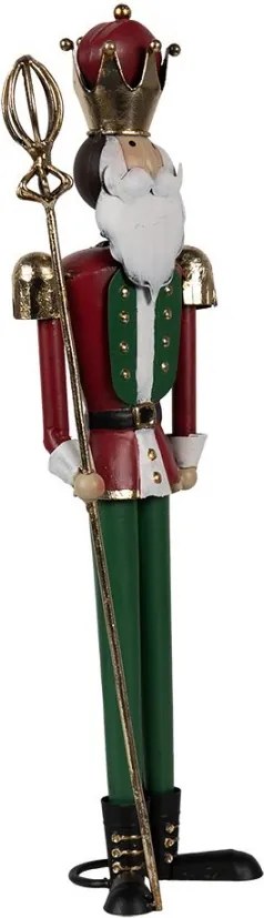 Červeno-zelená antik kovová dekorácia socha Luskáčik - 11*8*36 cm