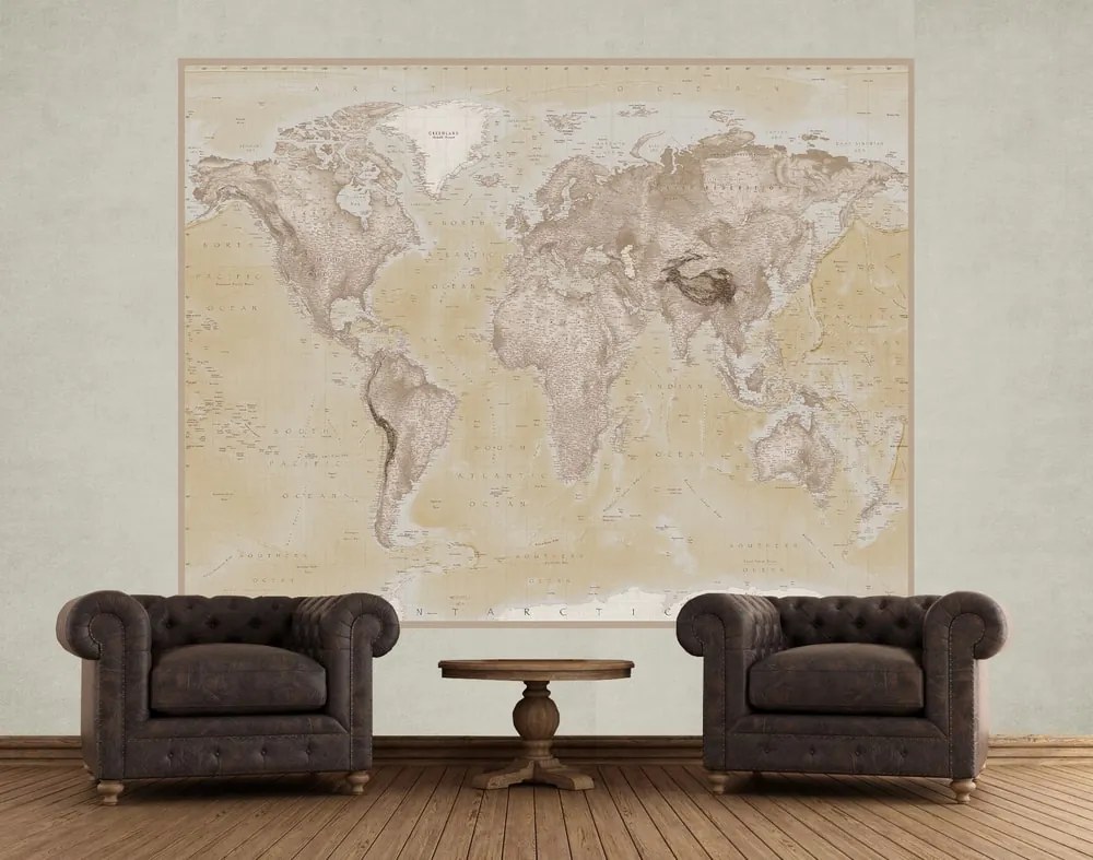 1Wall fototapeta Geografická mapa sveta 158x232 cm