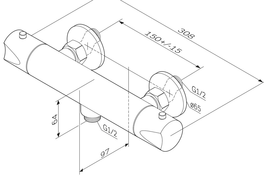 Sprchová batéria AM.PM Hit FTA40022 termostat, čierna