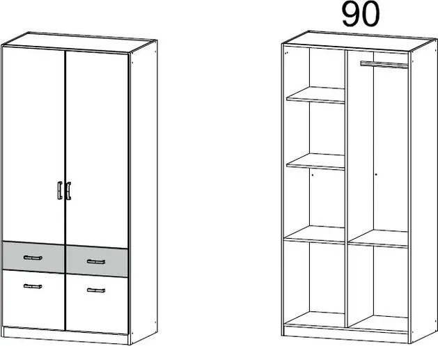 Šatníková skriňa Bremen, 91 cm, dub artisan/tmavo šedá