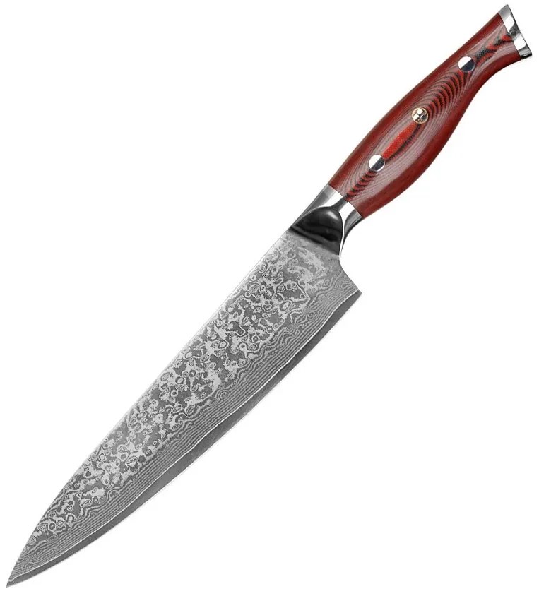 KnifeBoss kuchařský damaškový nůž Chef 8" (200 mm) Black & Red VG-10