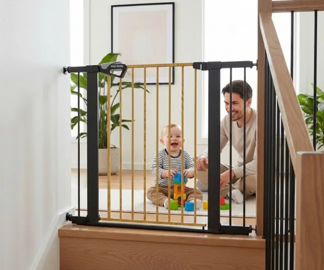 Bezpečnostná zábrana GUARDY 104 s rozšírením, čierna / prírodná