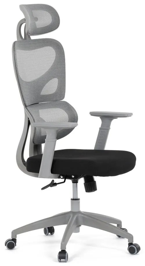 Kancelárska ergonomická stolička GRANT II — sieť, látka, sivá