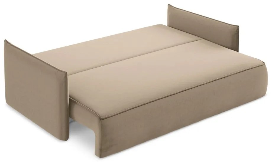 Svetlohnedá zamatová rozkladacia/s úložným priestorom pohovka 225 cm Hula – Makamii