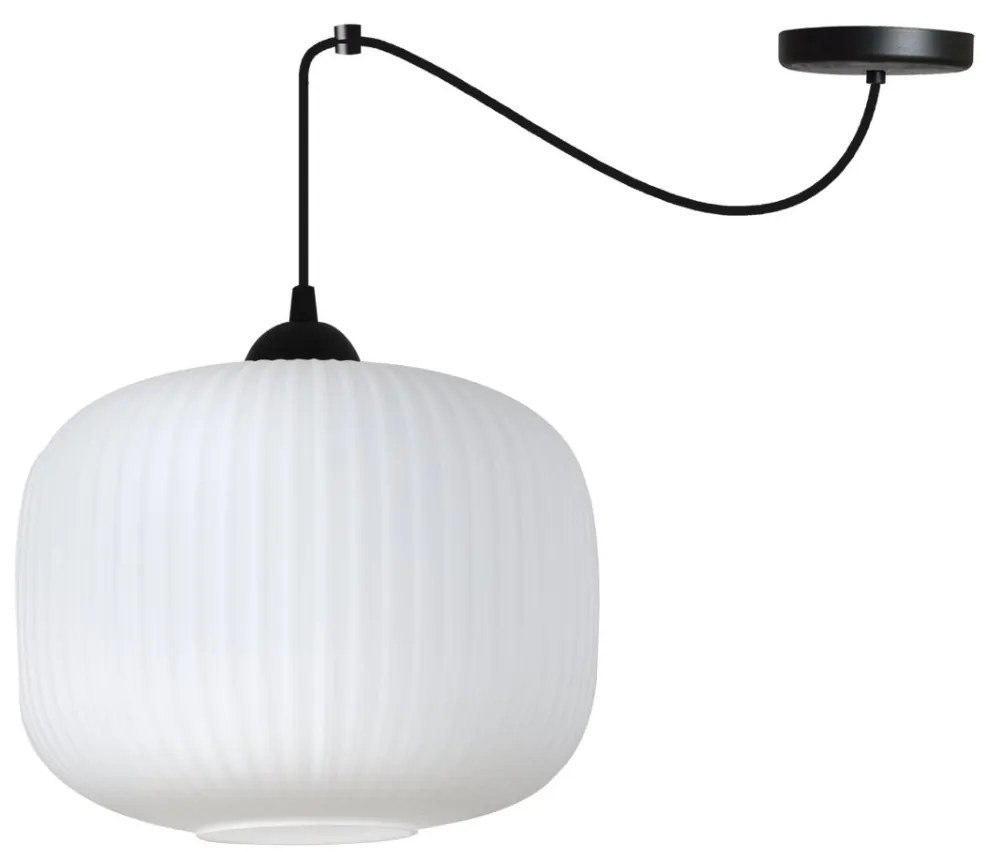 Závesné svietidlo Riffle Spider 3, 1x biele sklenené tienidlo, b