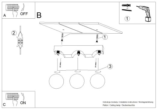 Sollux SL.1684 - Stropné svietidlo BULBO 3xG9/8W/230V buk/biela