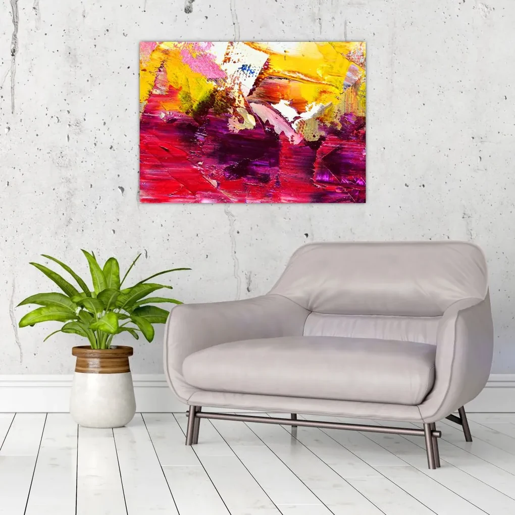 Sklenený obraz abstrakcie - maľba (70x50 cm)
