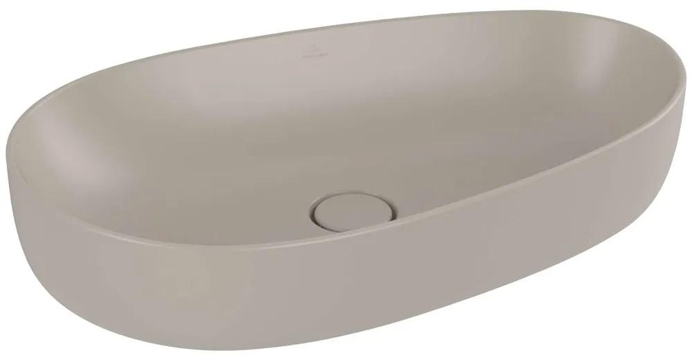 VILLEROY &amp; BOCH Antao asymetrické umývadlo na dosku bez otvoru, bez prepadu, 650 x 400 mm, Almond, s povrchom CeramicPlus, 4A7465AM