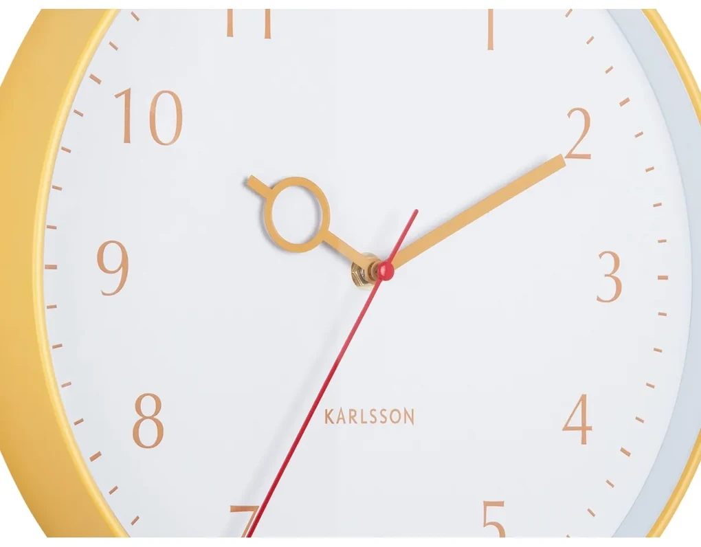 Karlsson 5992YE designové nástenné hodiny žltá, pr. 30 cm
