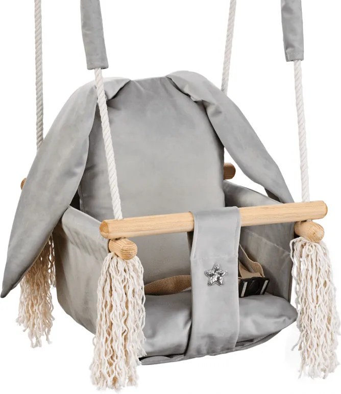 Hojdačka pre deti králik/sivá