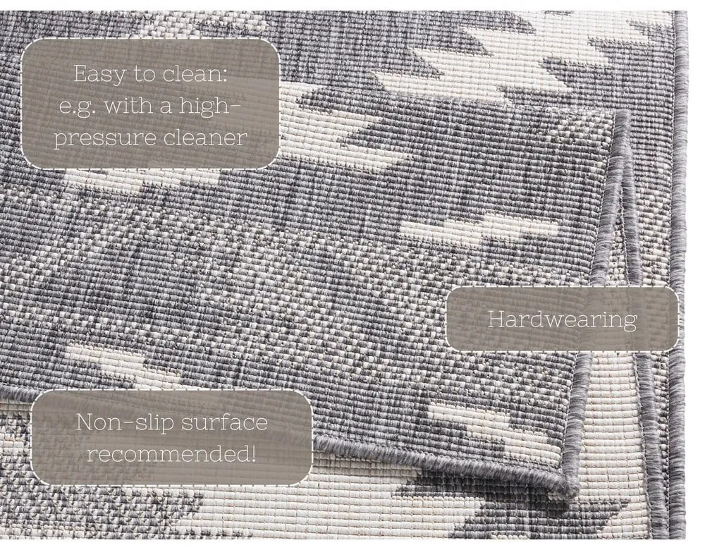Sivo-krémový vonkajší koberec NORTHRUGS Malibu, 80 x 350 cm