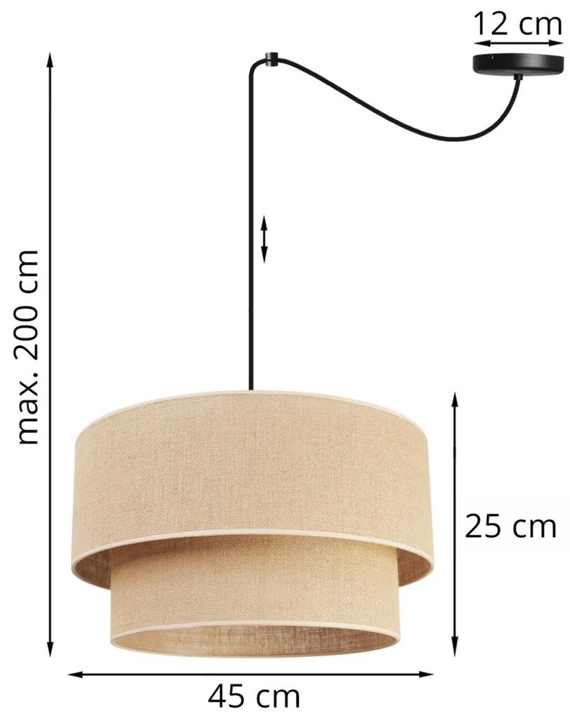Závesné svietidlo JUTA SPIDER, 1x jutové tienidlo, (výber z 2 farieb konštrukcie), (fi 45cm)
