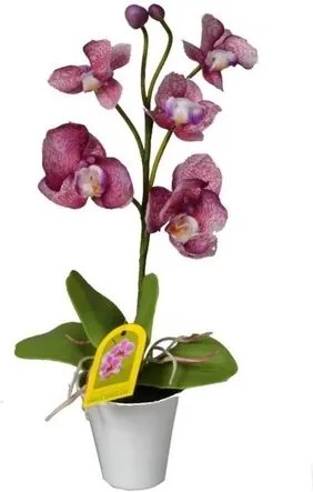 Umelá Orchidea v kvetináči fialová, 35 cm