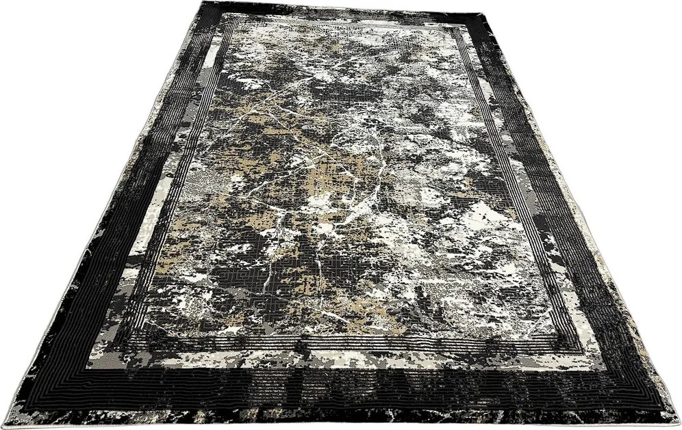 HU Viacfarebný moderný koberec Glamour 23348-Siyach Rozmer: 300x400 cm