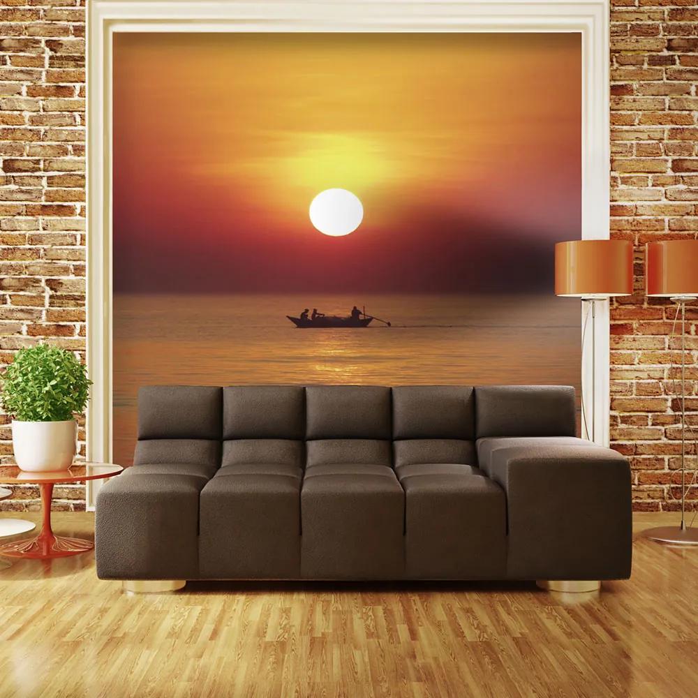 Fototapeta - Západ slnka s rybárskym člnom 200x154 + zadarmo lepidlo