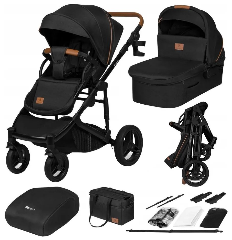 Lionelo - Kombinovaný kočík 2 v 1 MARI TOUR Black Onyx