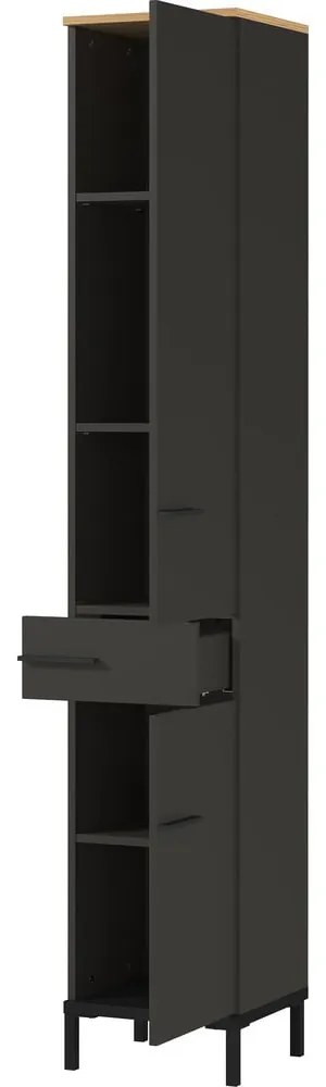 Tmavosivá vysoká kúpeľňová skrinka v dekore duba 34x34 cm Yonkers - Germania