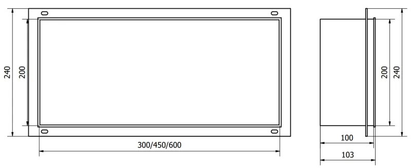 Mexen X-Wall-NR, polička na zapustenie pod obklad bez goliera 30 x 20 cm, čierna matná, 1971302010