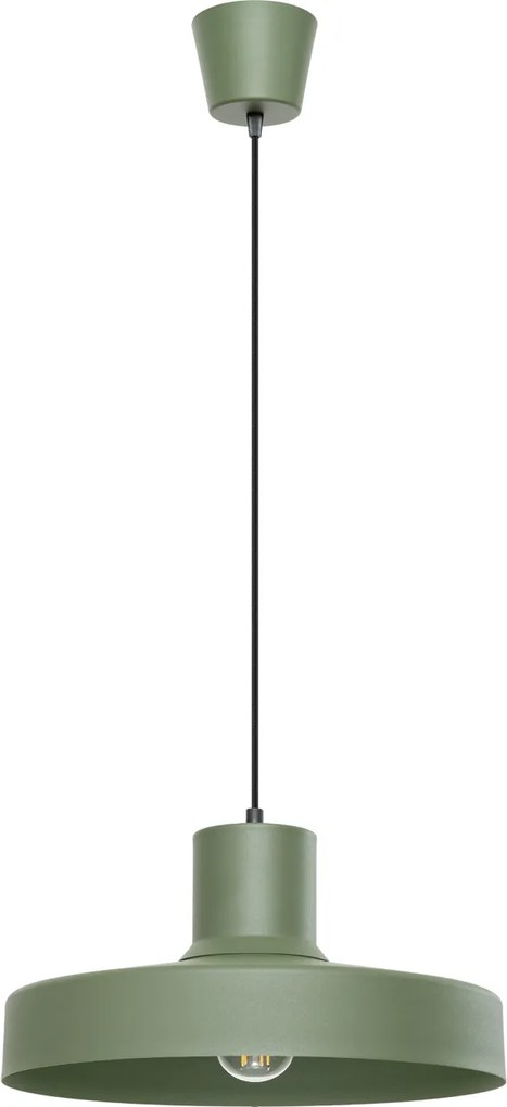 Závesné svietidlo Bilo, 1x olivovo zelené kovové tienidlo
