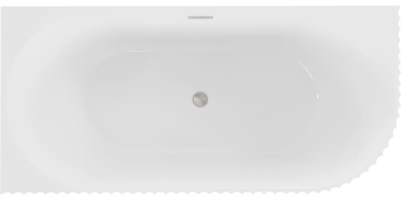 Mexen Gia, voľne stojaca rohová vaňa, drážkovaná, ľavá, 170 x 80 cm, biela lesklá, brúsená oceľ, 52701708000L-97