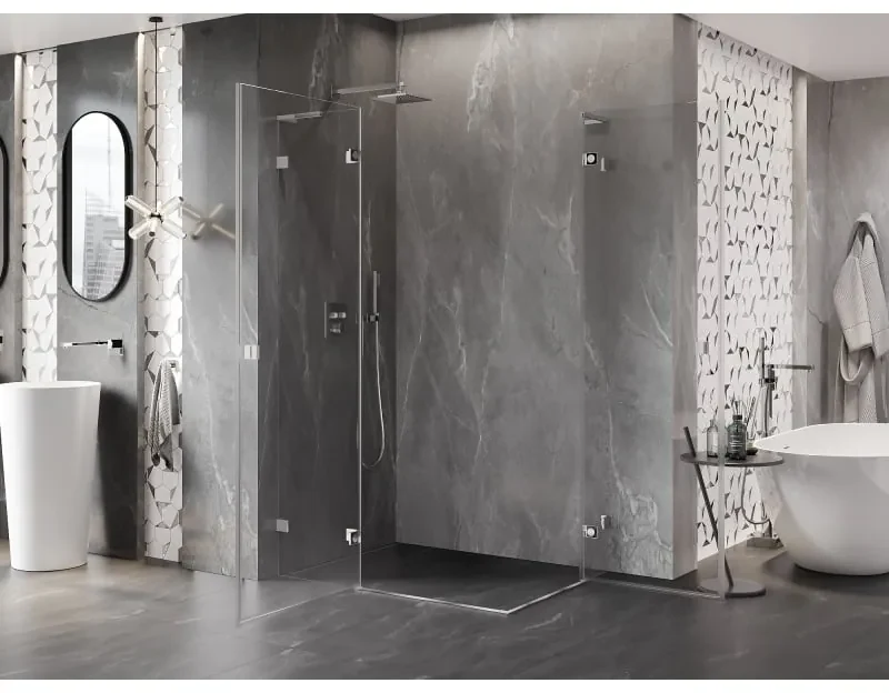 Mexen Lunar, L Duo výklopný sprchový kút 110 x 95 cm, 8mm číre sklo, chrómový profil, 834L-110L-095P-01-00