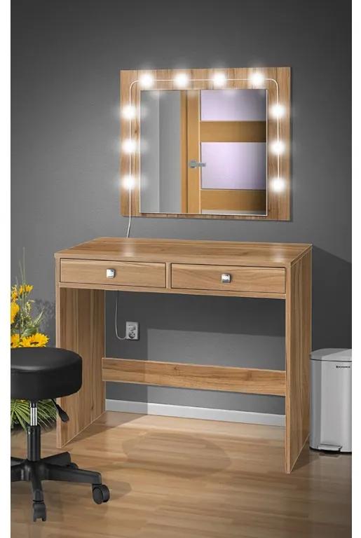 Nabytekmorava Toaletný stolík s LED osvetlením a zrkadlom farba lamina: dub amalfi
