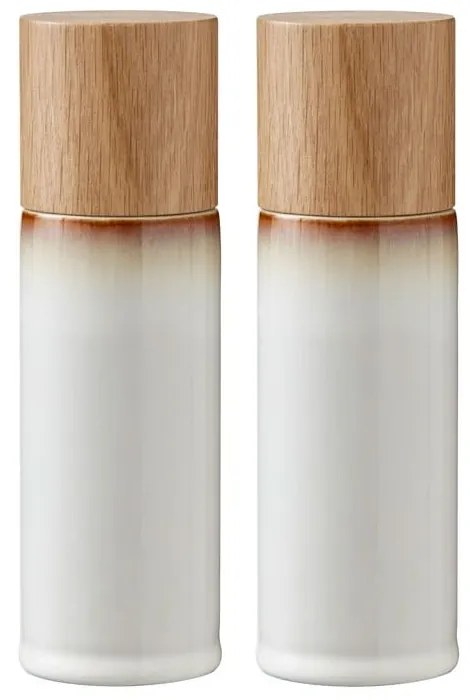Súprava 2 krémovobielych kameninových mlynčekov na soľ a korenie Bitz Basics Cream
