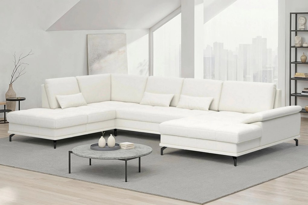 XXXLutz SEDACIA SÚPRAVA, textil, koža, biela Sit & More - Sedačky - 00014403974G