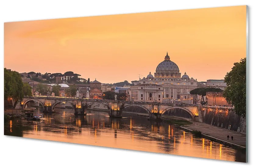 Obraz na akrylátovom skle Rieka rím sunset mosty budovy 125x50 cm