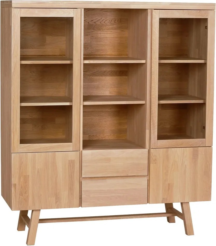 Vitrína z dubového dreva v prírodnej farbe 130x150 cm Brooklyn - Rowico